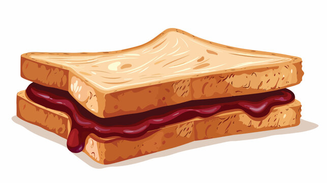 Peanut Butter Jelly Sandwich flat vector isolated on