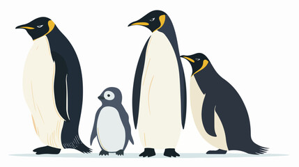 Penguin Family flat vector isolated on white background