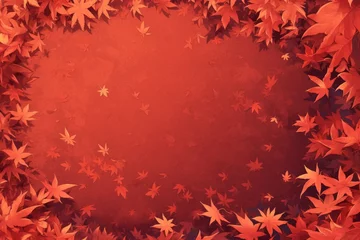 Foto op Canvas Red leaves background, texture, anime style © IMAGE