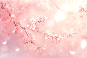 Elegant and beautiful cherry blossom background material, Generative AI - obrazy, fototapety, plakaty