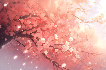 Elegant and beautiful cherry blossom background material, Generative AI