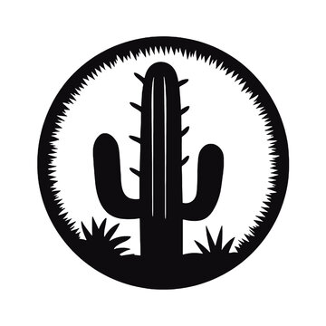 Cactus silhouettes illustrated on white