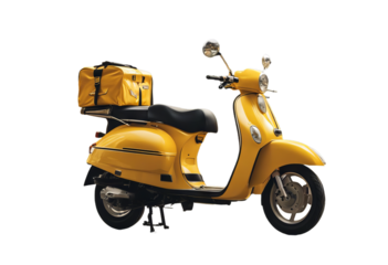 express scooter service bike delivery motor background yellow bag courier moped motorcycle food transportation motorbike deliver fast box ride vehicle