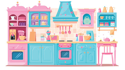 Princess Kitchen flat vector isolated on white background
