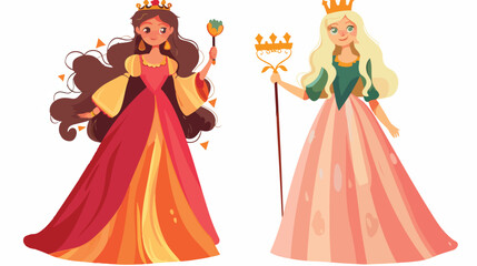 Princess with Crone flat vector