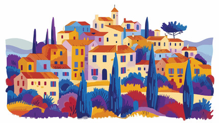 Provence France Landscape flat vector 