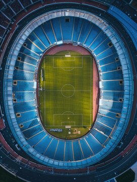 Soccer stadium seen from above, AI generated Image