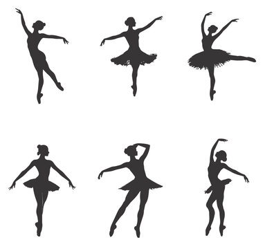 Set of. Female ballet silhouettes