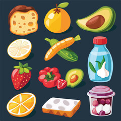 Healthy food life style icons vector illustration d