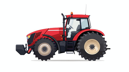 Red Tractor flat vector isolated on white background