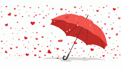 Red Umbrella in Love Rain flat vector 