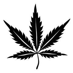 Silhouette of Pot Cannabis marijuana hemp leaf for CBD THC logo design