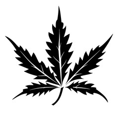 Silhouette of Pot Cannabis marijuana hemp leaf for CBD THC logo design