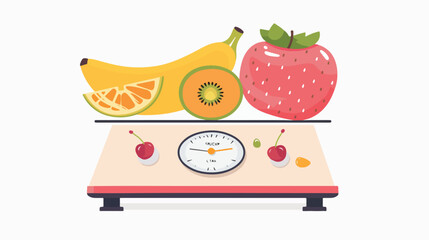 Retro Kitchen Scale with Fruits flat vector isolated