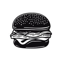 Burger Silhouette  icon isolated on white background vector illustration. Street fast food vector graphic silhouette.