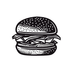 Burger Silhouette  icon isolated on white background vector illustration. Street fast food vector graphic silhouette.