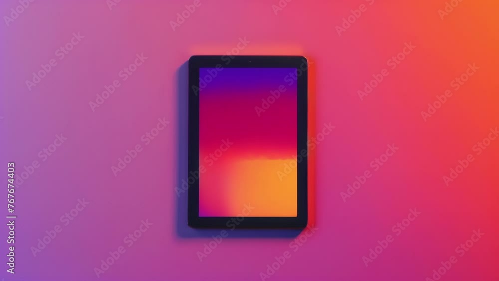 Poster blank mockup of a tablet screen with a gradient background perfect for presenting your responsive we