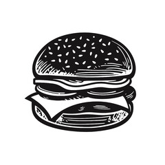 Burger Silhouette  icon isolated on white background vector illustration. Street fast food vector graphic silhouette.
