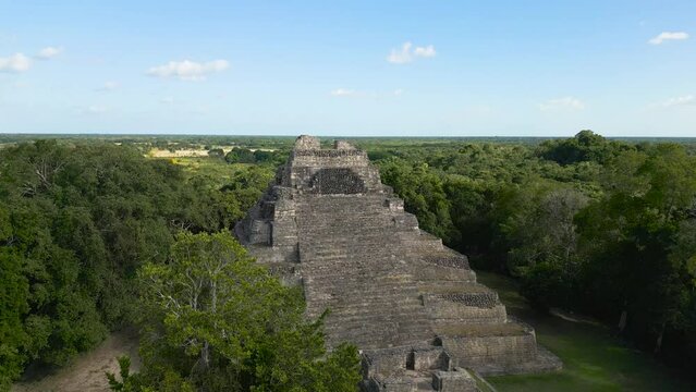 The pyramid of theTemple 1 at Chacchoben, Mayan archeological site, Quintana Roo, Mexico.