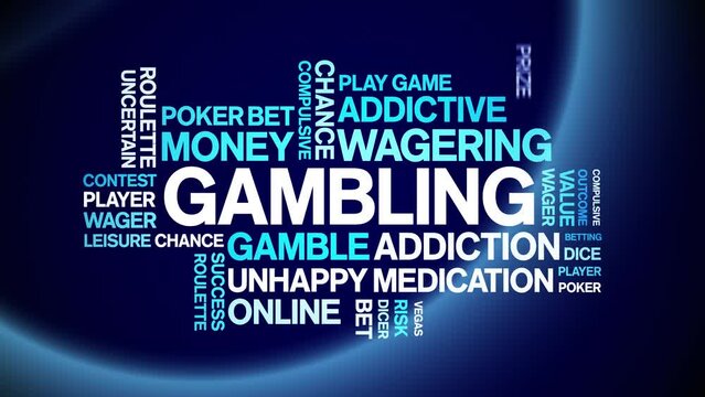 Gambling animated word cloud;text design animation tag kinetic typography seamless loop.