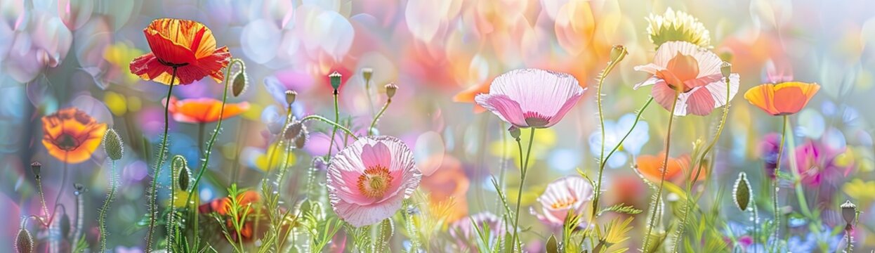 "Dreamy Meadow: Colorful Wildflowers in Full Bloom"