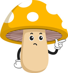 cute mushroom cartoon character with pose and expression