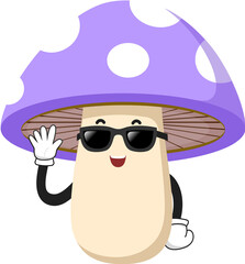 cute mushroom cartoon character with pose and expression