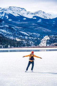 Wild Ice Skater on A Frozen Lake in Colorado