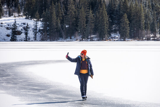 Wild Ice Skater Taking a Selfie in Colorado