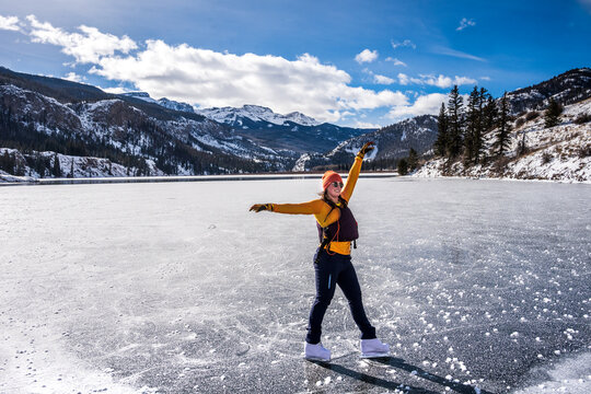 Wild Ice Skater on A Frozen Lake in Colorado