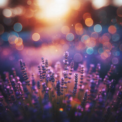 lavandula flower, lavender field with sun light