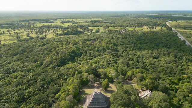 The pyramid of theTemple 1 at Chacchoben, Mayan archeological site, Quintana Roo, Mexico.