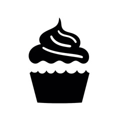 Birthday cupcake silhouette icon. Vector template for tattoo or laser cutting.