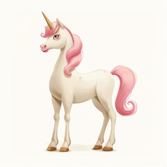 Obraz na płótnie Canvas Cute Funny Cartoon Unicorn, Illustration for Children Book, Generative AI