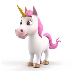 Cute Funny Cartoon Unicorn, Illustration for Children Book, Generative AI
