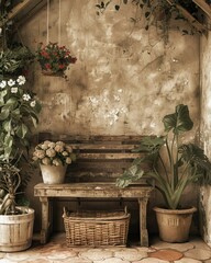 Gardening Projects Sepia Tones Stylized Realism  Cinemagraphs and Animated Textures , - obrazy, fototapety, plakaty