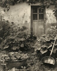 Gardening Projects Sepia Tones Stylized Realism  Cinemagraphs and Animated Textures , - obrazy, fototapety, plakaty