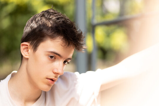 Portrait of pensive teenager boy