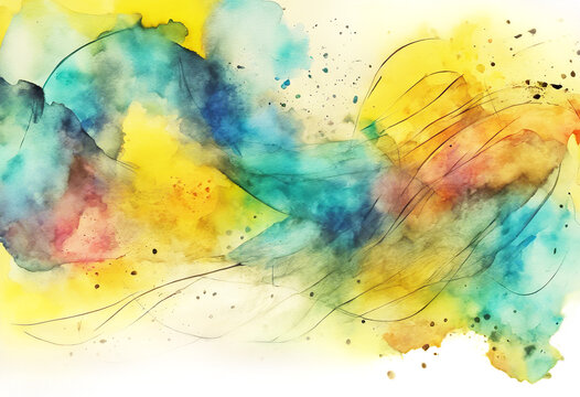 drawing paper watercolor effect hand mixed yellow background Abstract colours