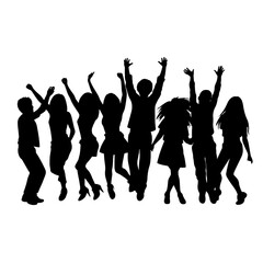 Vector silhouette  of dancing people 