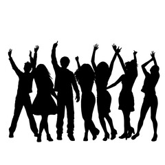 Vector silhouette  of dancing people 