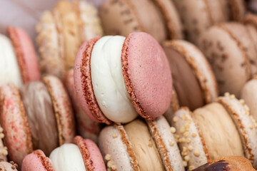 hand made sweet tasty colorful macaroons. Bakery concept