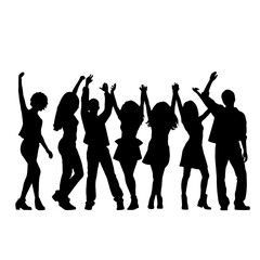 Vector silhouette  of dancing people 