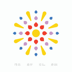 Brutalist Colorful Flower Logo Icon Design Vector