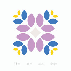Brutalist Colorful Flower Logo Icon Design Vector