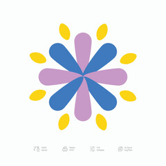 Brutalist Colorful Flower Logo Icon Design Vector