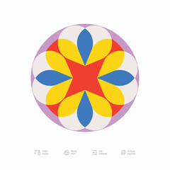 Brutalist Colorful Flower Logo Icon Design Vector