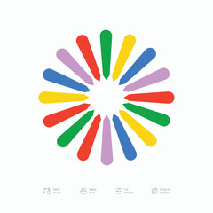 Brutalist Colorful Flower Logo Icon Design Vector