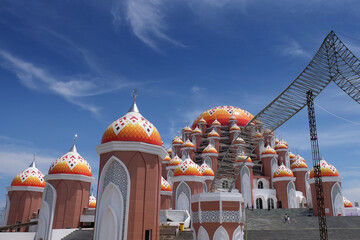 99 kubah mosque or 99 golden dome mosque at losari beach, makassar, indonesia