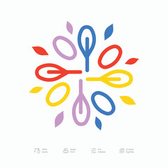 Brutalist Colorful Flower Logo Icon Design Vector